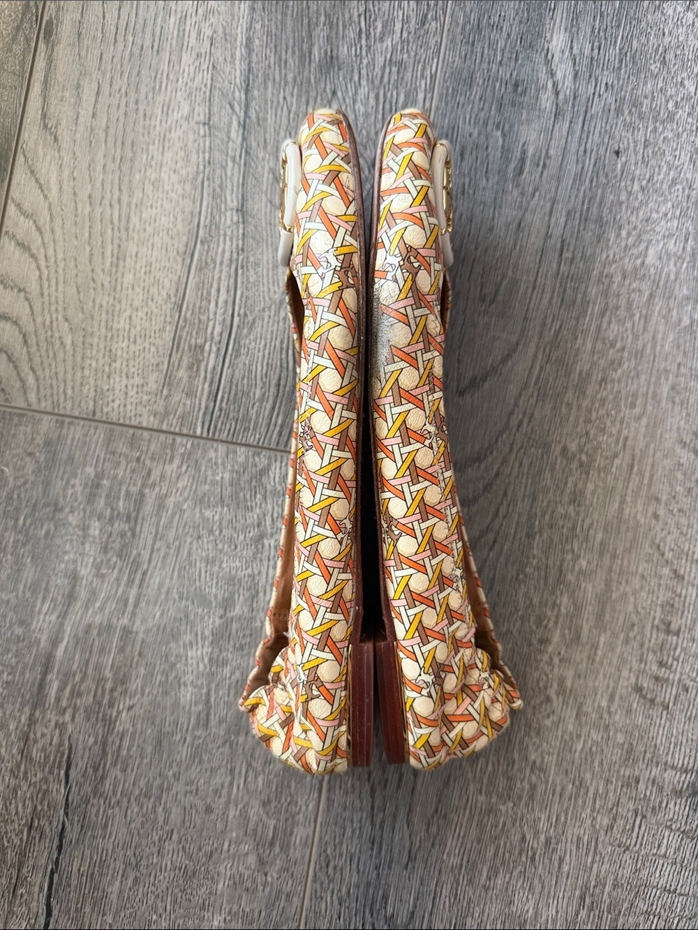 Tory Burch Multicolor Geometric Logo Ballet Flats - Yellow/Orange/Pink - Picture 4 of 9